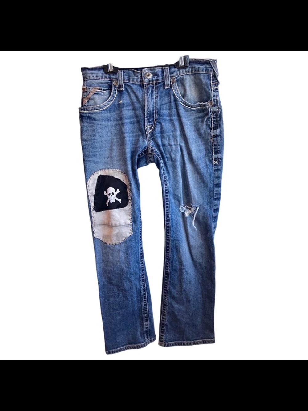 Ariat M4 Boot Cut Jeans Mens 30x30(28.5) Distress Patched Western Biker